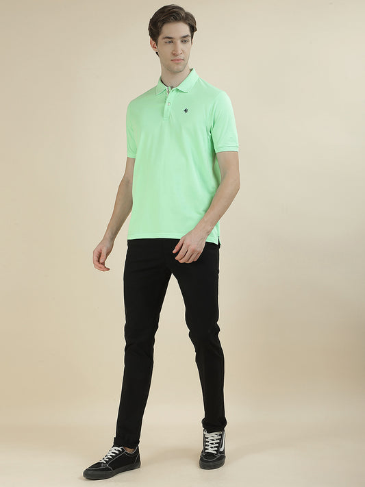T-Shirt for Men | Breathable & Soft with Color Fastness Regular Fit Polo Neck Poly Cotton Fabric Solid Pattern