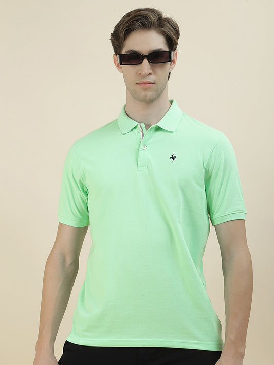 T-Shirt for Men | Breathable & Soft with Color Fastness Regular Fit Polo Neck Poly Cotton Fabric Solid Pattern