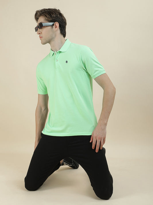 T-Shirt for Men | Breathable & Soft with Color Fastness Regular Fit Polo Neck Poly Cotton Fabric Solid Pattern