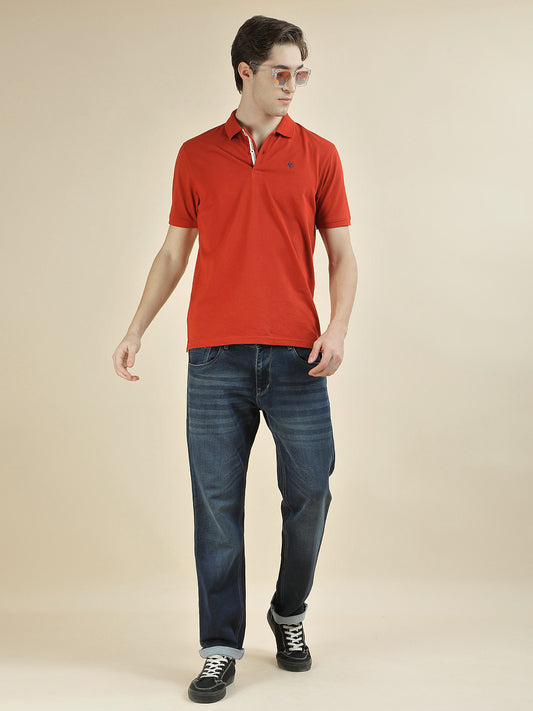 T-Shirt for Men | Breathable & Soft with Color Fastness Regular Fit Polo Neck Poly Cotton Fabric Solid Pattern