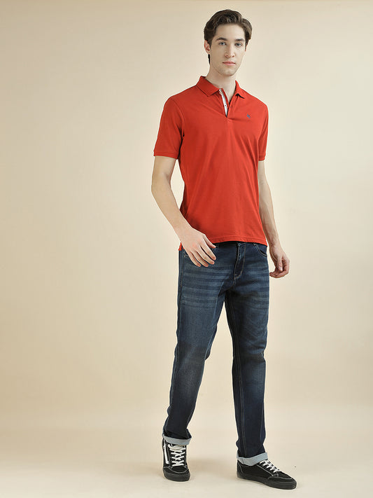 T-Shirt for Men | Breathable & Soft with Color Fastness Regular Fit Polo Neck Poly Cotton Fabric Solid Pattern