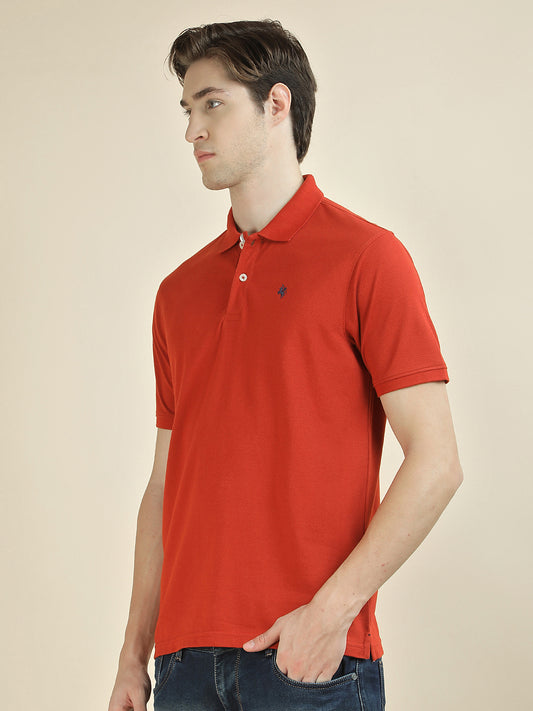 T-Shirt for Men | Breathable & Soft with Color Fastness Regular Fit Polo Neck Poly Cotton Fabric Solid Pattern