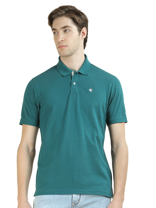 T-Shirt for Men | Breathable & Soft with Color Fastness Regular Fit Polo Neck Poly Cotton Fabric Solid Pattern