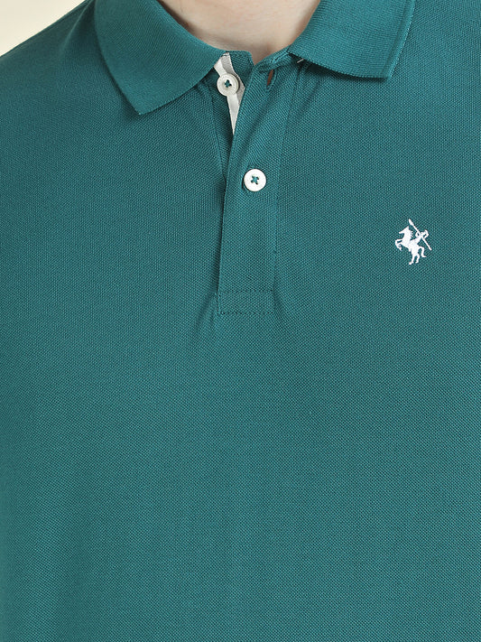 T-Shirt for Men | Breathable & Soft with Color Fastness Regular Fit Polo Neck Poly Cotton Fabric Solid Pattern