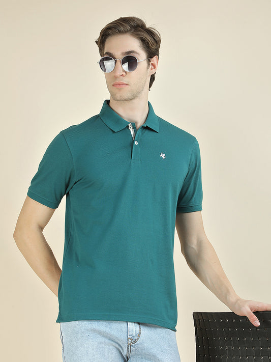 T-Shirt for Men | Breathable & Soft with Color Fastness Regular Fit Polo Neck Poly Cotton Fabric Solid Pattern