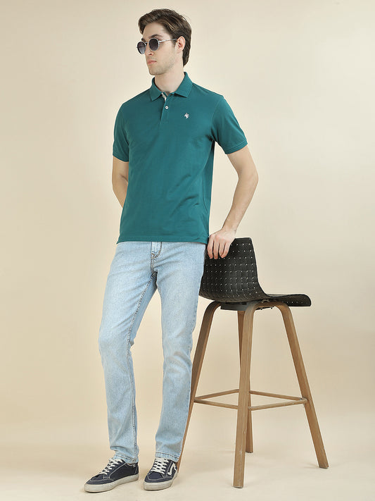 T-Shirt for Men | Breathable & Soft with Color Fastness Regular Fit Polo Neck Poly Cotton Fabric Solid Pattern