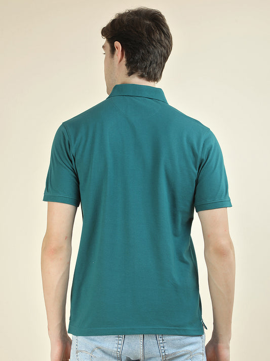 T-Shirt for Men | Breathable & Soft with Color Fastness Regular Fit Polo Neck Poly Cotton Fabric Solid Pattern