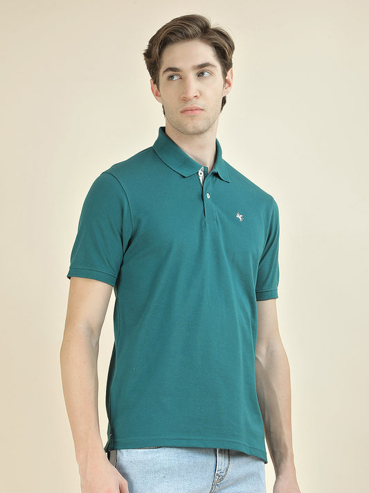T-Shirt for Men | Breathable & Soft with Color Fastness Regular Fit Polo Neck Poly Cotton Fabric Solid Pattern