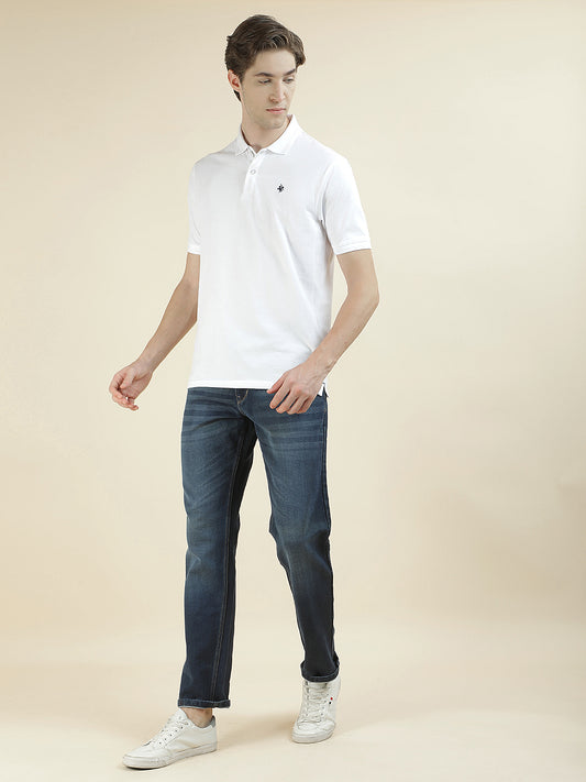 T-Shirt for Men | Breathable & Soft with Color Fastness Regular Fit Polo Neck Poly Cotton Fabric Solid Pattern