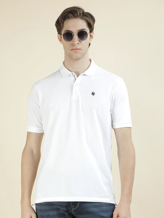 T-Shirt for Men | Breathable & Soft with Color Fastness Regular Fit Polo Neck Poly Cotton Fabric Solid Pattern