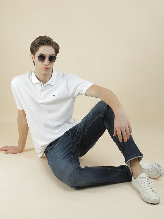 T-Shirt for Men | Breathable & Soft with Color Fastness Regular Fit Polo Neck Poly Cotton Fabric Solid Pattern