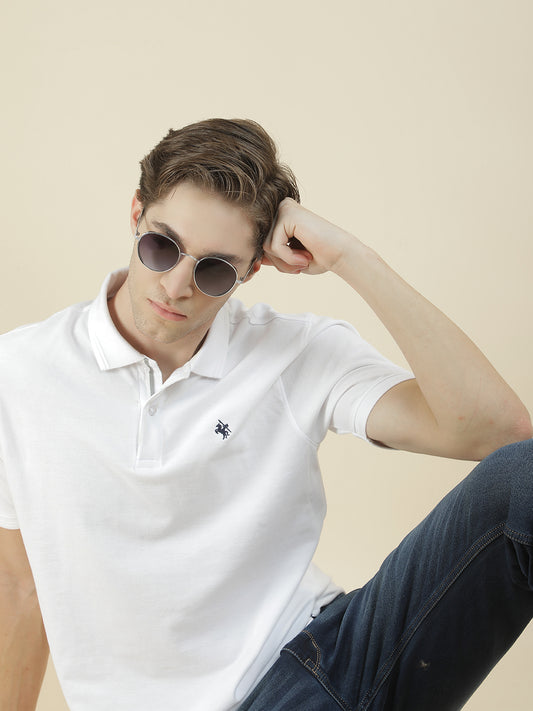 T-Shirt for Men | Breathable & Soft with Color Fastness Regular Fit Polo Neck Poly Cotton Fabric Solid Pattern