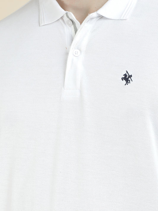 T-Shirt for Men | Breathable & Soft with Color Fastness Regular Fit Polo Neck Poly Cotton Fabric Solid Pattern