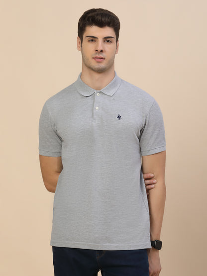 T-Shirt for Men | Breathable & Soft with Color Fastness Regular Fit Polo Neck Poly Cotton Fabric Solid Pattern