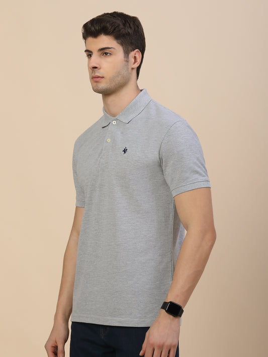 T-Shirt for Men | Breathable & Soft with Color Fastness Regular Fit Polo Neck Poly Cotton Fabric Solid Pattern