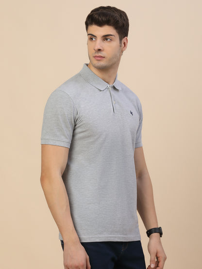 T-Shirt for Men | Breathable & Soft with Color Fastness Regular Fit Polo Neck Poly Cotton Fabric Solid Pattern
