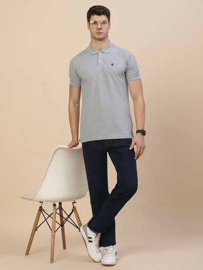 T-Shirt for Men | Breathable & Soft with Color Fastness Regular Fit Polo Neck Poly Cotton Fabric Solid Pattern