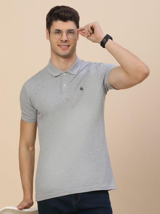 T-Shirt for Men | Breathable & Soft with Color Fastness Regular Fit Polo Neck Poly Cotton Fabric Solid Pattern