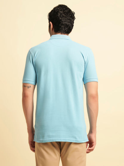 T-Shirt for Men | Breathable & Soft with Color Fastness Regular Fit Polo Neck Poly Cotton Fabric Solid Pattern