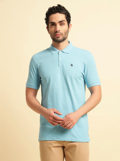 T-Shirt for Men | Breathable & Soft with Color Fastness Regular Fit Polo Neck Poly Cotton Fabric Solid Pattern