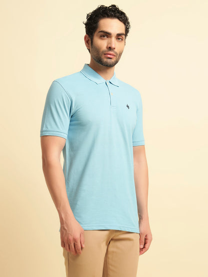 T-Shirt for Men | Breathable & Soft with Color Fastness Regular Fit Polo Neck Poly Cotton Fabric Solid Pattern