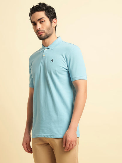 T-Shirt for Men | Breathable & Soft with Color Fastness Regular Fit Polo Neck Poly Cotton Fabric Solid Pattern