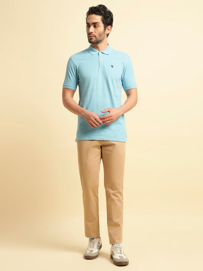 T-Shirt for Men | Breathable & Soft with Color Fastness Regular Fit Polo Neck Poly Cotton Fabric Solid Pattern