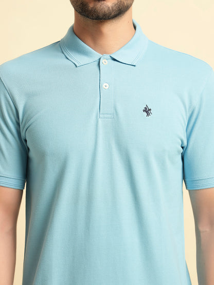 T-Shirt for Men | Breathable & Soft with Color Fastness Regular Fit Polo Neck Poly Cotton Fabric Solid Pattern