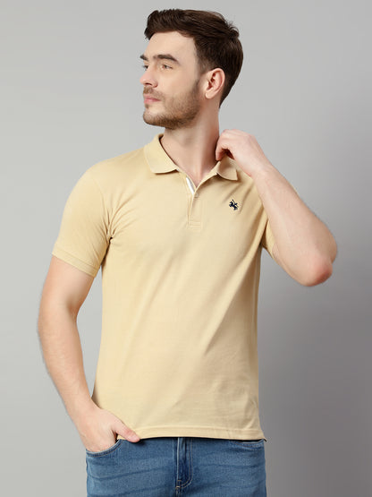 Cantabil Men Beige T-Shirt (7113907536011)