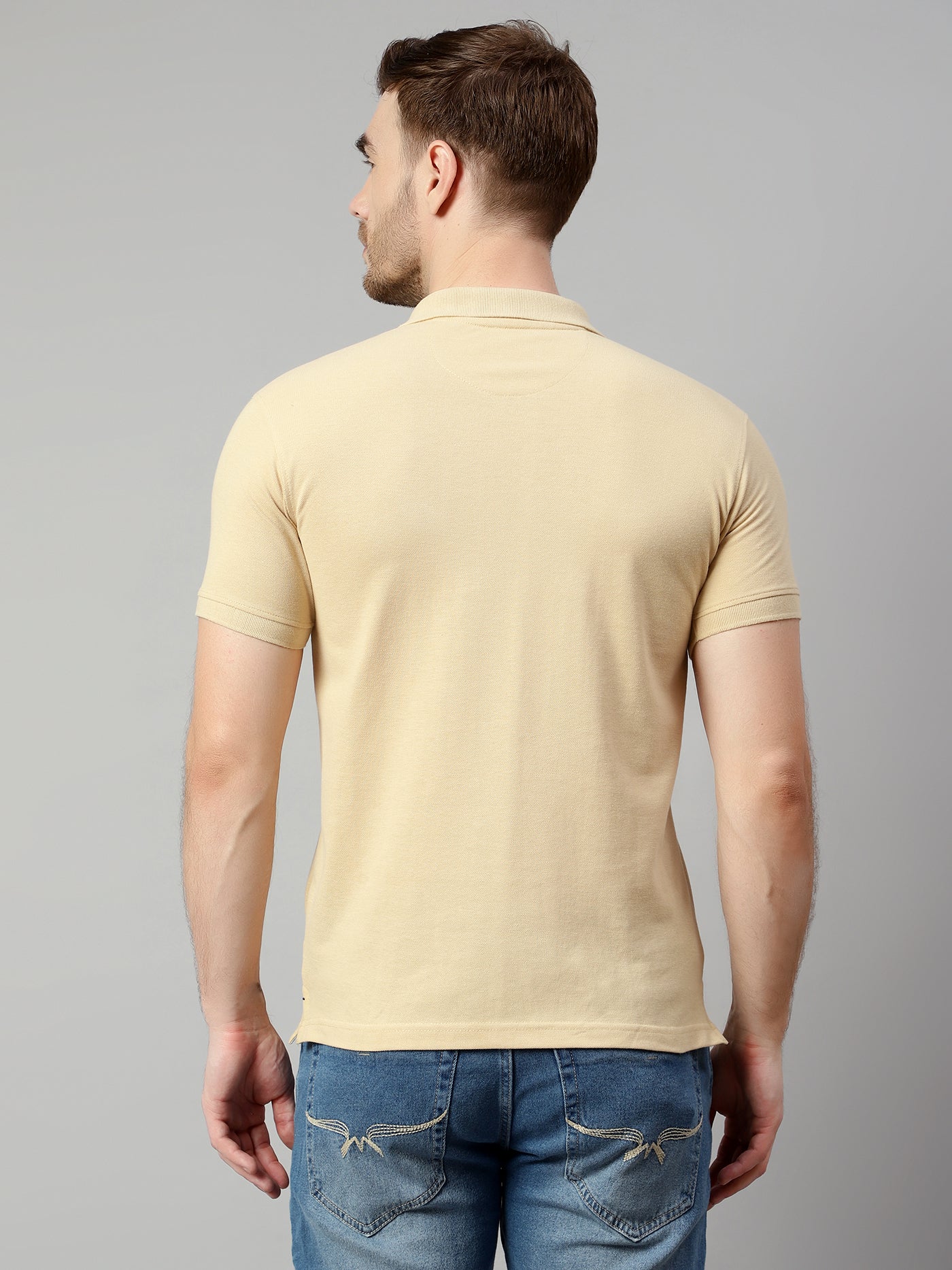 Cantabil Men Beige T-Shirt (7113907536011)