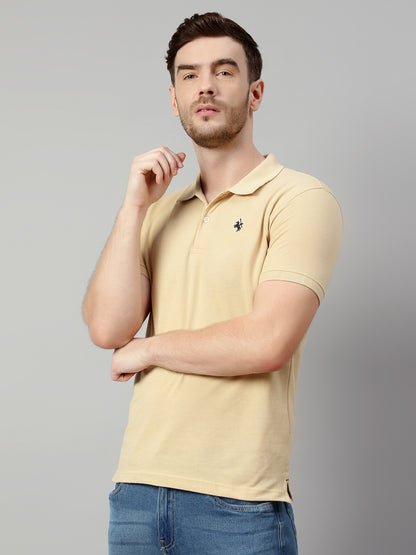 Cantabil Men Beige T-Shirt (7113907536011)