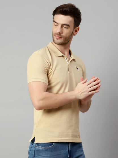 Cantabil Men Beige T-Shirt (7113907536011)