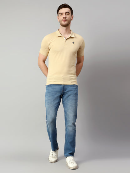 Cantabil Men Beige T-Shirt (7113907536011)