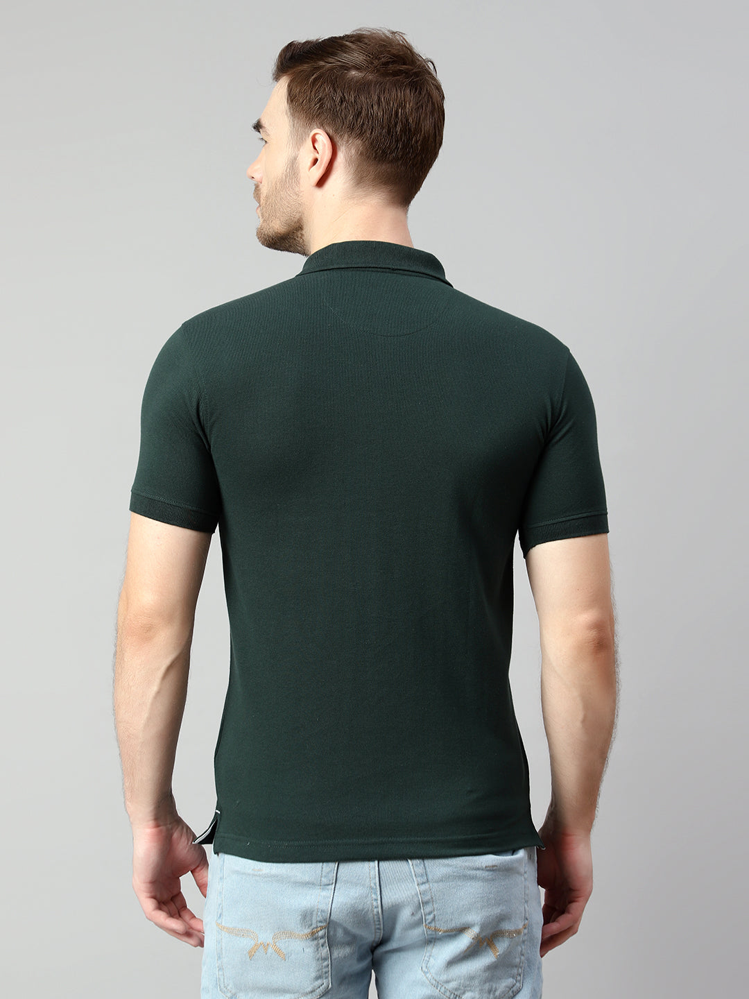 Cantabil Men Bottle Green T-Shirt (7114269786251)