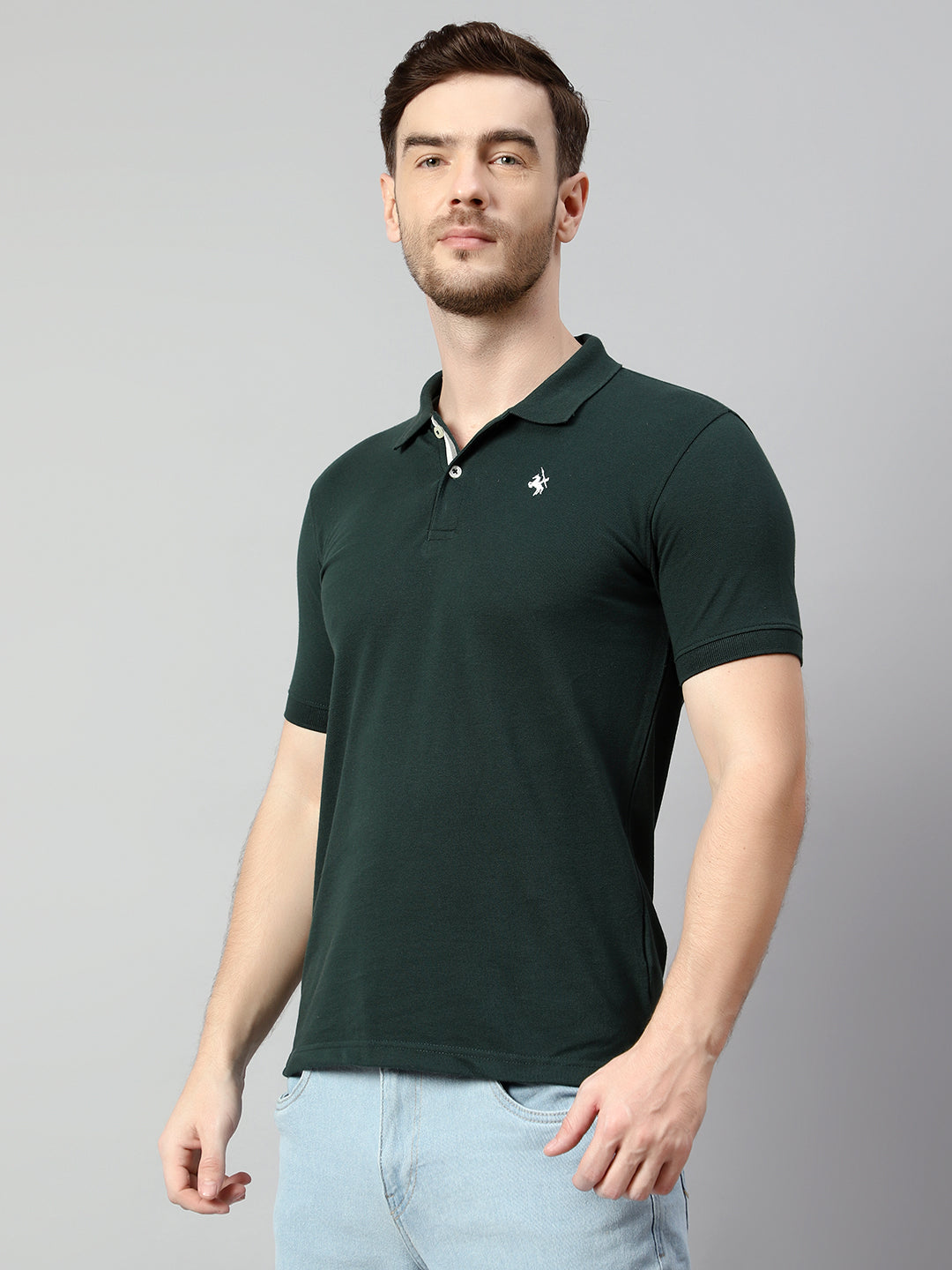 Cantabil Men Bottle Green T-Shirt (7114269786251)