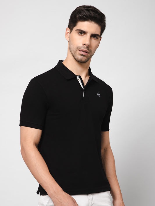 Cantabil Men Black T-Shirt (7132820668555)