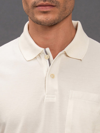 Men's Ivory Regular Fit Solid Half Sleeve Casual T-Shirt