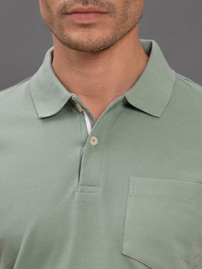 Men's Green Regular Fit Solid Half Sleeve Casual T-Shirt