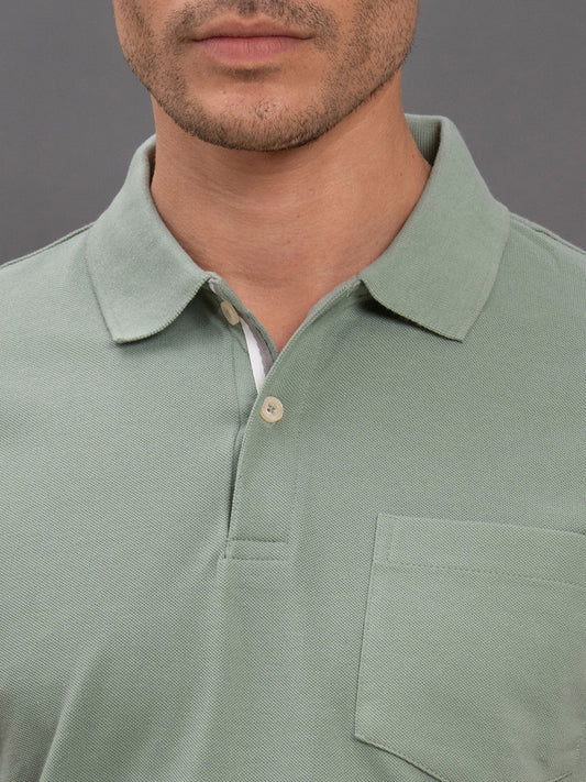 Men's Green Regular Fit Solid Half Sleeve Casual T-Shirt