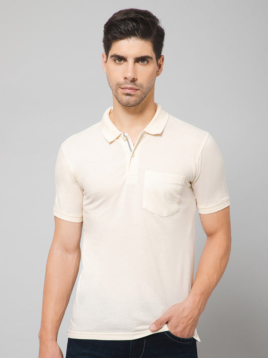 Cantabil Men Ivory T-Shirt (7132819816587)