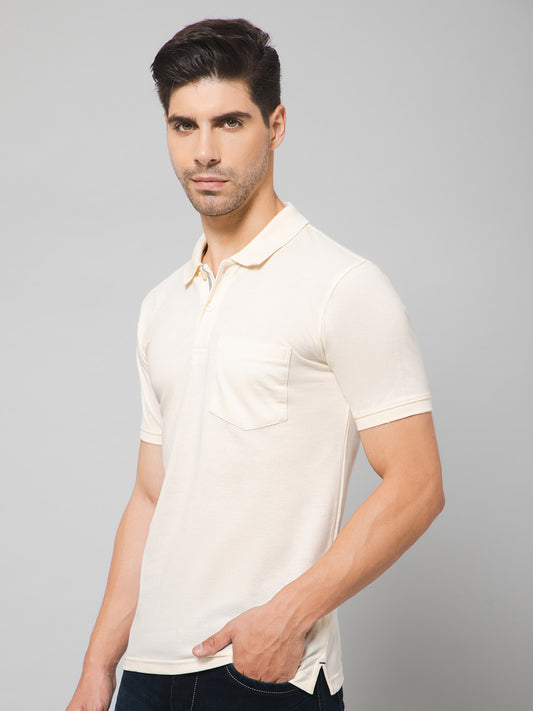 Cantabil Men Ivory T-Shirt (7132819816587)