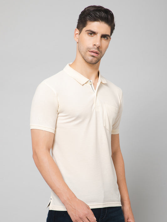 Cantabil Men Ivory T-Shirt (7132819816587)