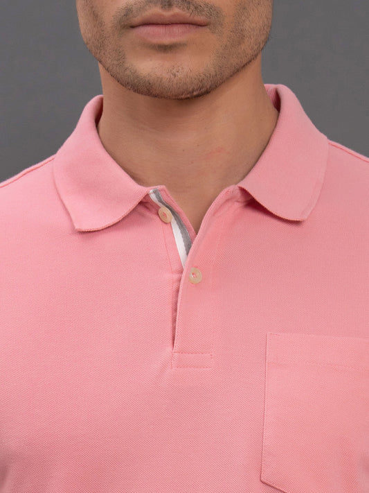 Men's Pink Regular Fit Solid Half Sleeve Casual T-Shirt