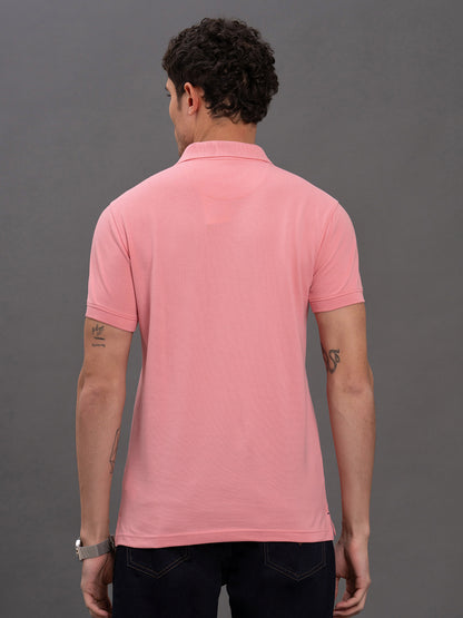 Men's Pink Regular Fit Solid Half Sleeve Casual T-Shirt