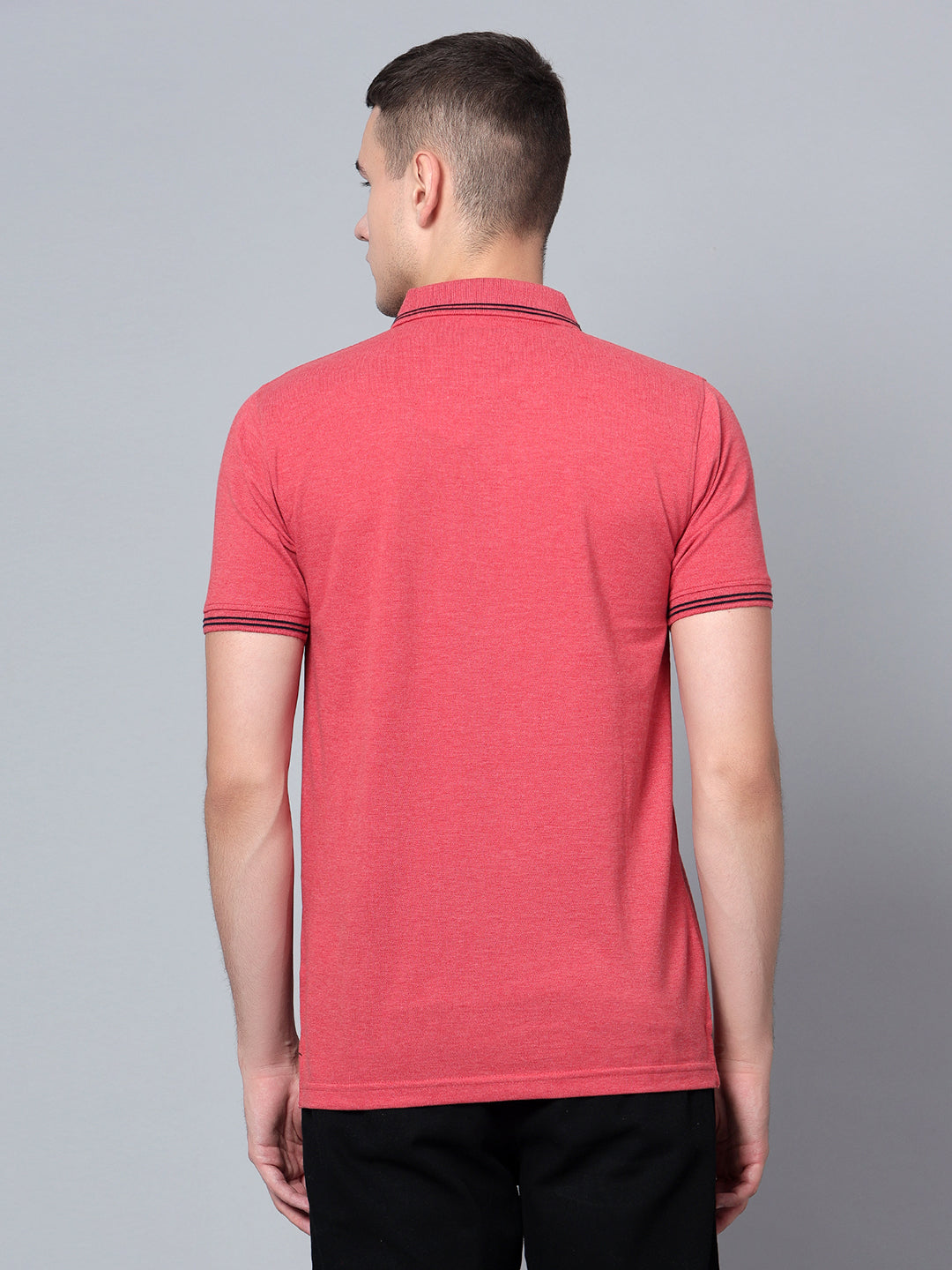 Cantabil Men Red Mélange Polo T-Shirt (7133664739467)