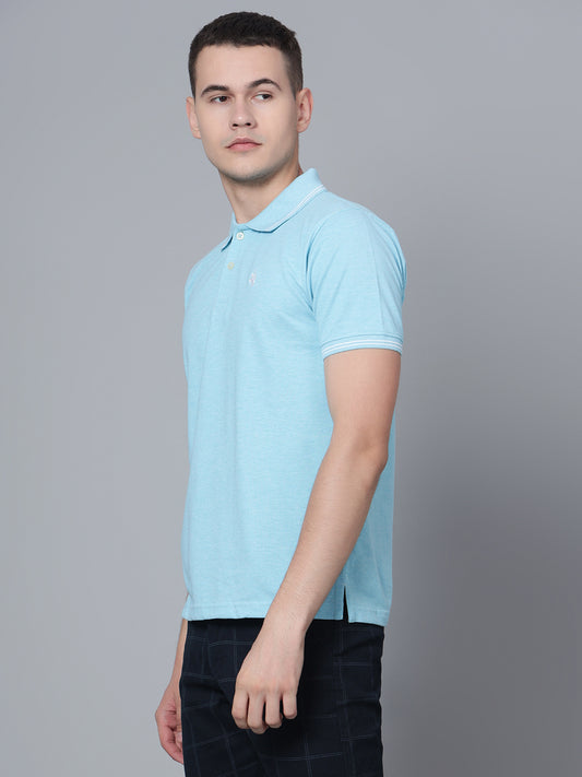 Cantabil Men Turquoise Mélange T-Shirt (7133667197067)