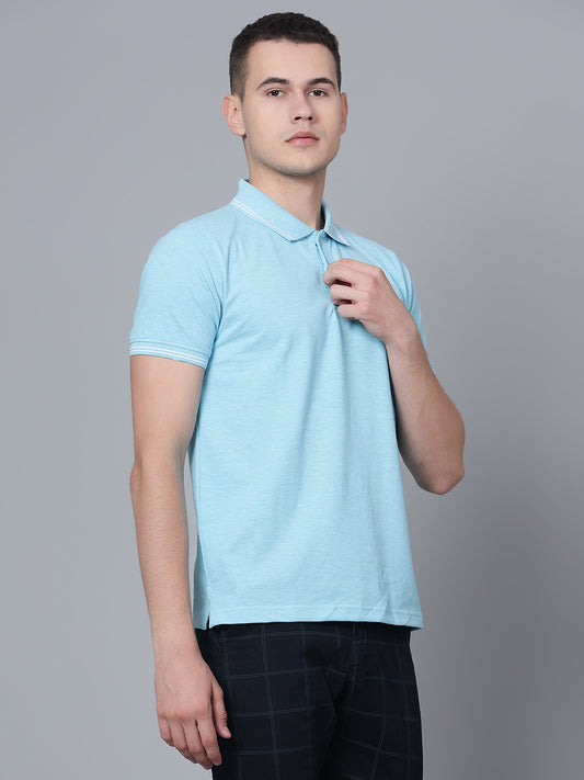 Cantabil Men Turquoise Mélange T-Shirt (7133667197067)