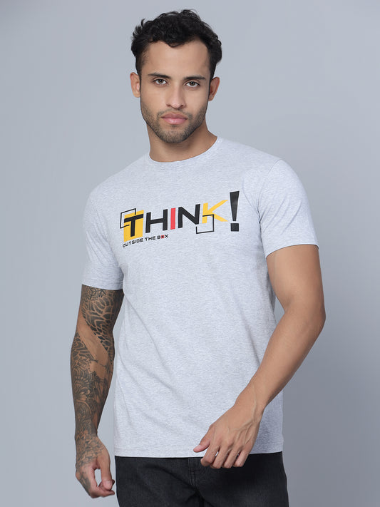 Cantabil Men Round Neck Grey T-Shirt (7134688673931)