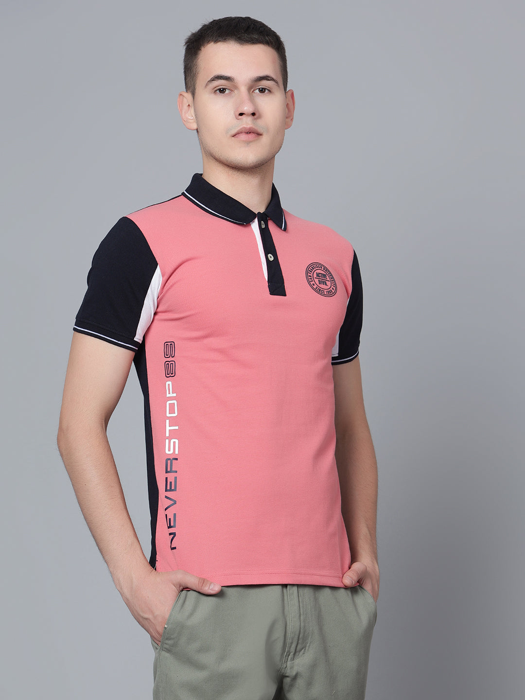 Cantabil Men Dusty Pink Polo T-Shirt (7133845323915)