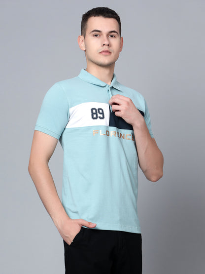 Cantabil Men Light Teal Polo T-Shirt (7133845946507)